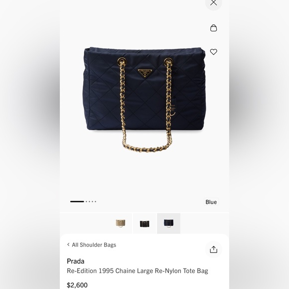 Prada Re-edition 1995 Chaine Large Re-nylon Tote Bag. Color -Blue. - Picture 2 of 11